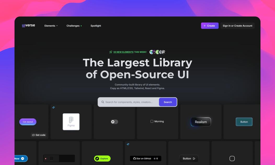 Discovery splash banner for Uiverse.io Discord server