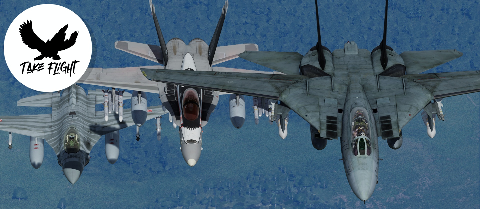 Discovery splash banner for Take Flight Discord server