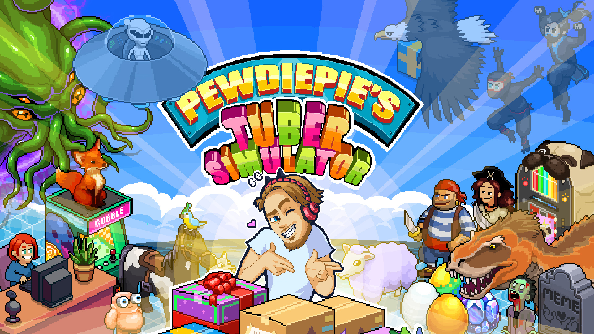 Discovery splash banner for PewDiePie's Tuber Simulator Discord server