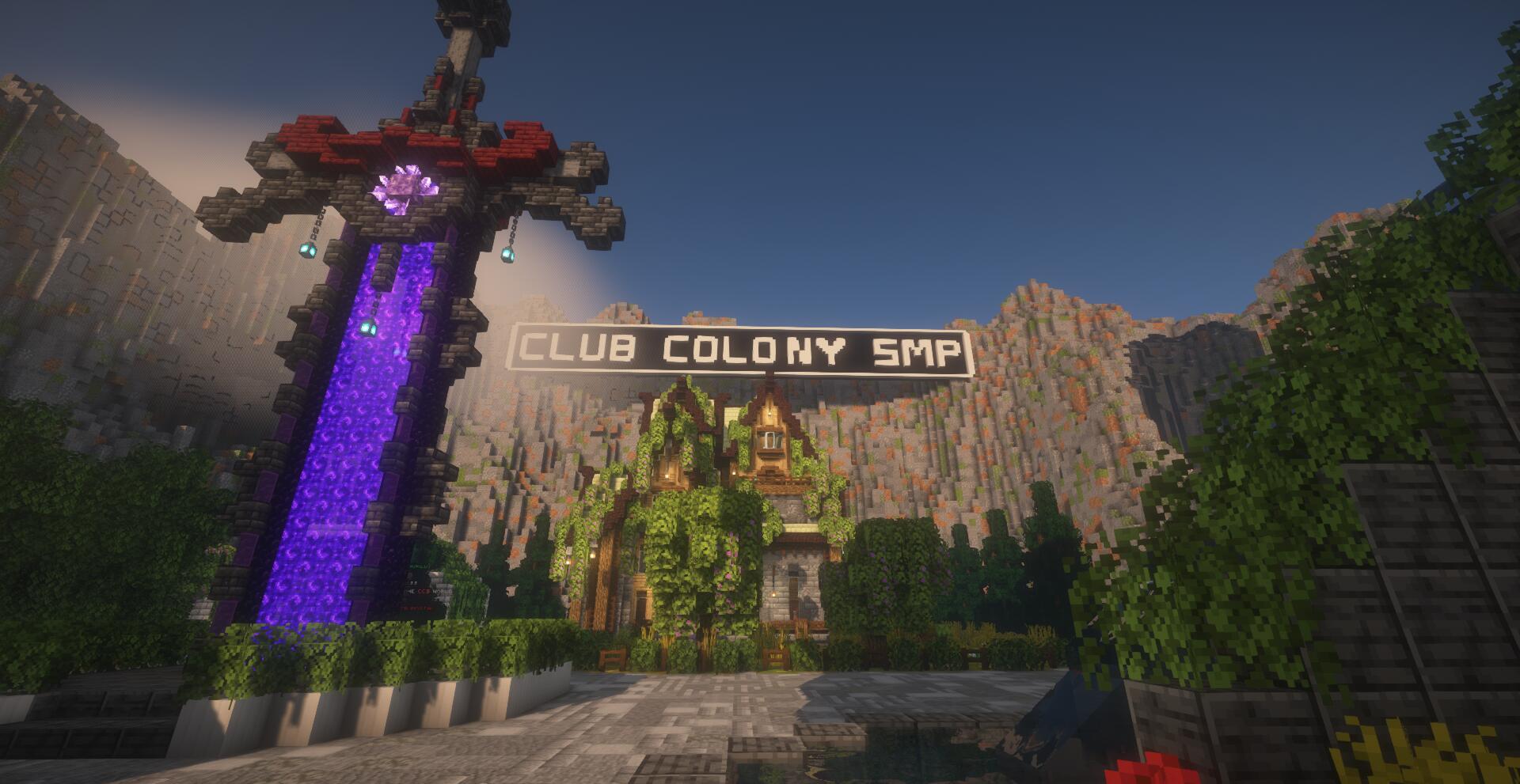 Discovery splash banner for Club Colony SMP Discord server